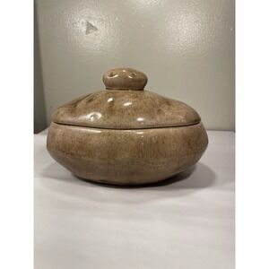 Vintage Signed N.W. 1981 Studio Pottery Covered Bowl Earth Tone Glaze